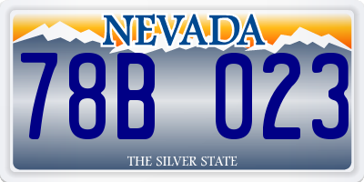 NV license plate 78B023