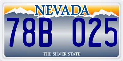 NV license plate 78B025