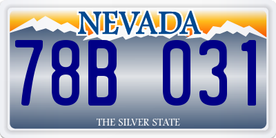 NV license plate 78B031
