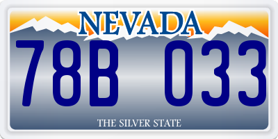NV license plate 78B033