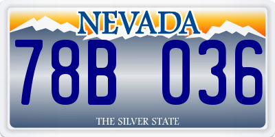 NV license plate 78B036