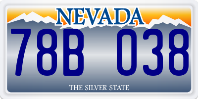 NV license plate 78B038