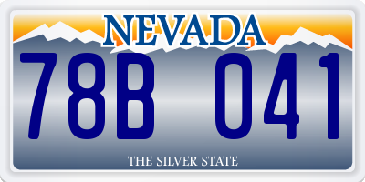 NV license plate 78B041