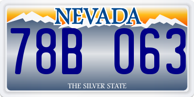 NV license plate 78B063