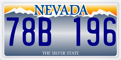 NV license plate 78B196