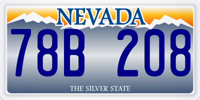 NV license plate 78B208