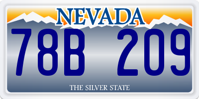 NV license plate 78B209