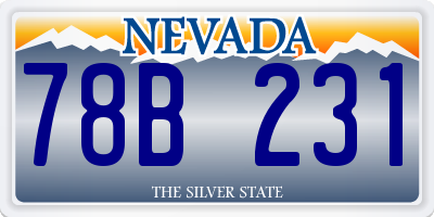 NV license plate 78B231