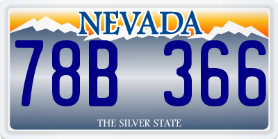 NV license plate 78B366