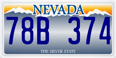 NV license plate 78B374