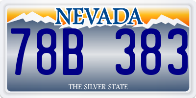 NV license plate 78B383
