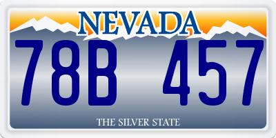 NV license plate 78B457
