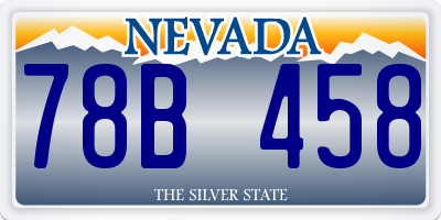 NV license plate 78B458