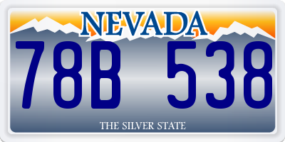 NV license plate 78B538