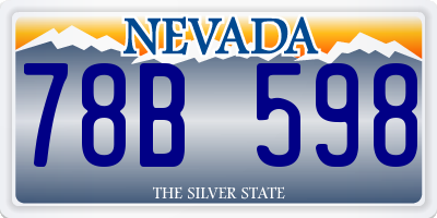 NV license plate 78B598