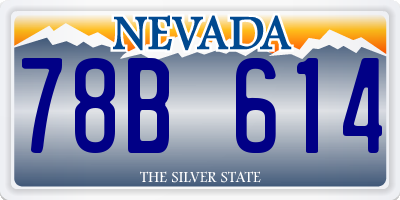 NV license plate 78B614