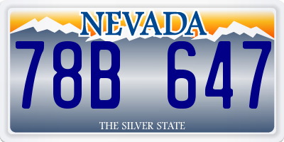 NV license plate 78B647