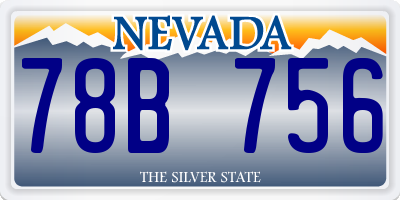 NV license plate 78B756
