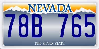 NV license plate 78B765
