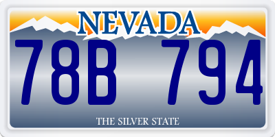 NV license plate 78B794