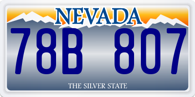 NV license plate 78B807