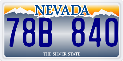 NV license plate 78B840