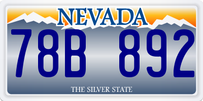 NV license plate 78B892