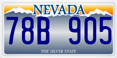 NV license plate 78B905