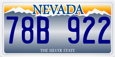 NV license plate 78B922