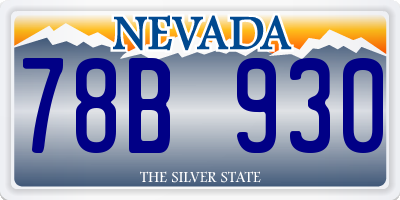 NV license plate 78B930