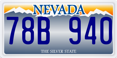NV license plate 78B940
