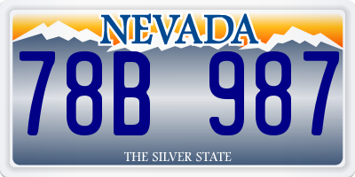 NV license plate 78B987