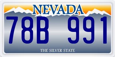 NV license plate 78B991