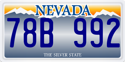 NV license plate 78B992