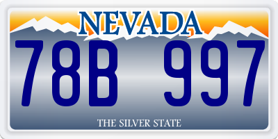 NV license plate 78B997