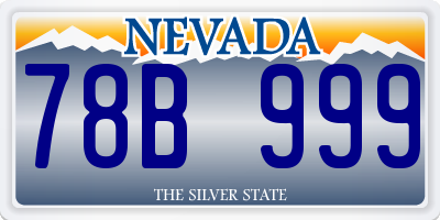 NV license plate 78B999