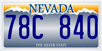 NV license plate 78C840