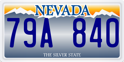 NV license plate 79A840