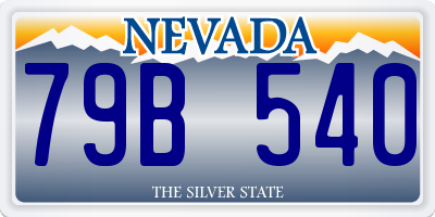 NV license plate 79B540