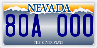 NV license plate 80A000