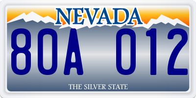 NV license plate 80A012