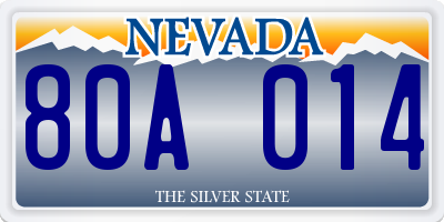 NV license plate 80A014