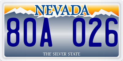 NV license plate 80A026