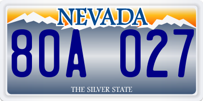 NV license plate 80A027