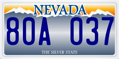 NV license plate 80A037