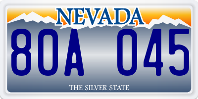 NV license plate 80A045
