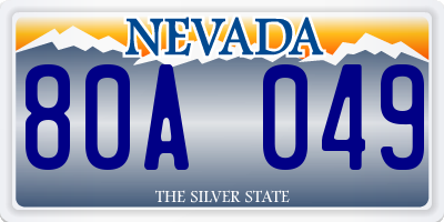 NV license plate 80A049