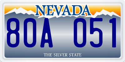 NV license plate 80A051