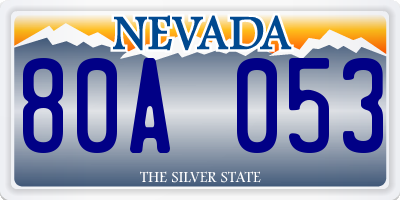 NV license plate 80A053