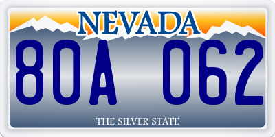 NV license plate 80A062